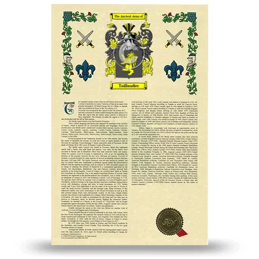 Taillandier Armorial History with Coat of Arms