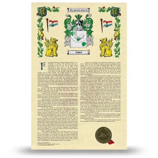 Takel Armorial History with Coat of Arms