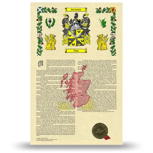 Tass Armorial History with Coat of Arms