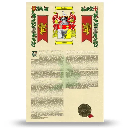 Teale Armorial History with Coat of Arms