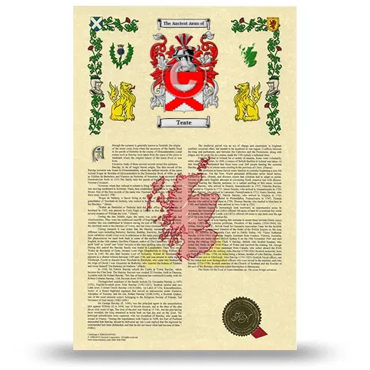 Teate Armorial History with Coat of Arms