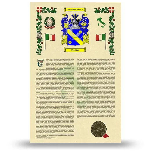 Techini Armorial History with Coat of Arms