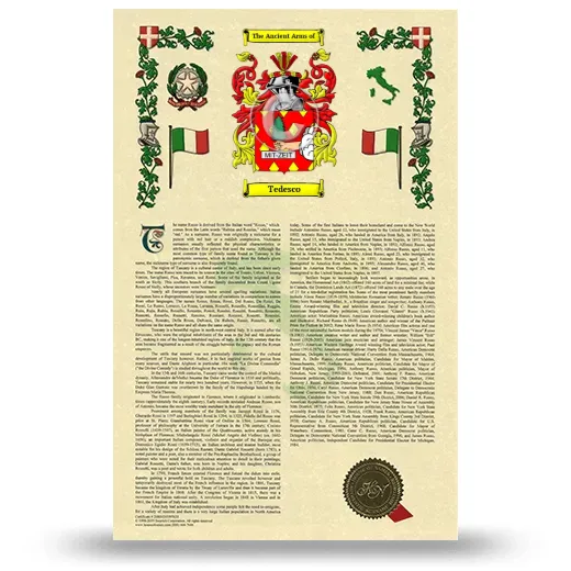 Tedesco Armorial History with Coat of Arms