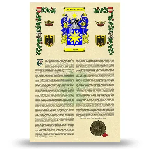 Tegen Armorial History with Coat of Arms