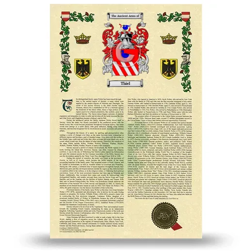 Thiel Armorial History with Coat of Arms
