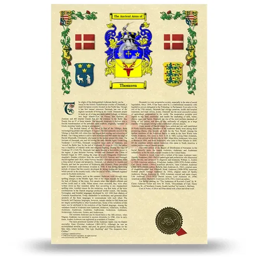 Thomsen Armorial History with Coat of Arms