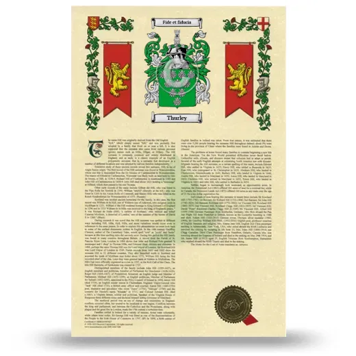 Thurley Armorial History with Coat of Arms