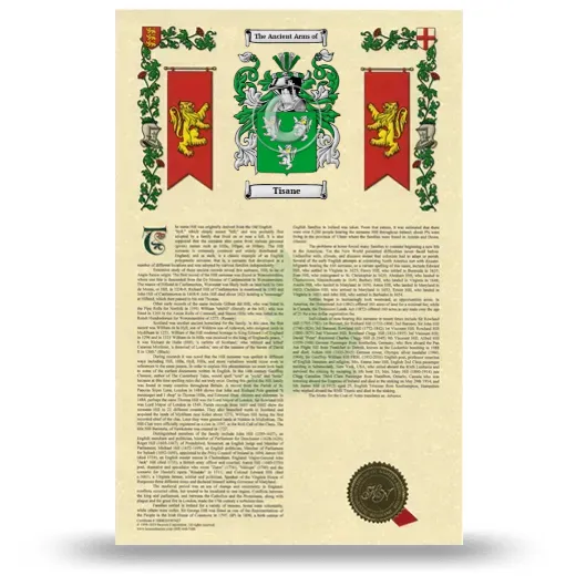Tisane Armorial History with Coat of Arms