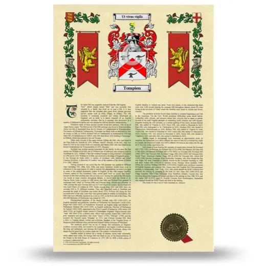 Tompion Armorial History with Coat of Arms