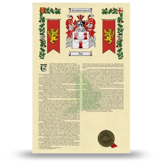 Tor Armorial History with Coat of Arms