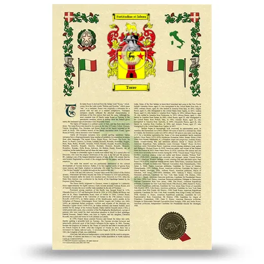 Torre Armorial History with Coat of Arms