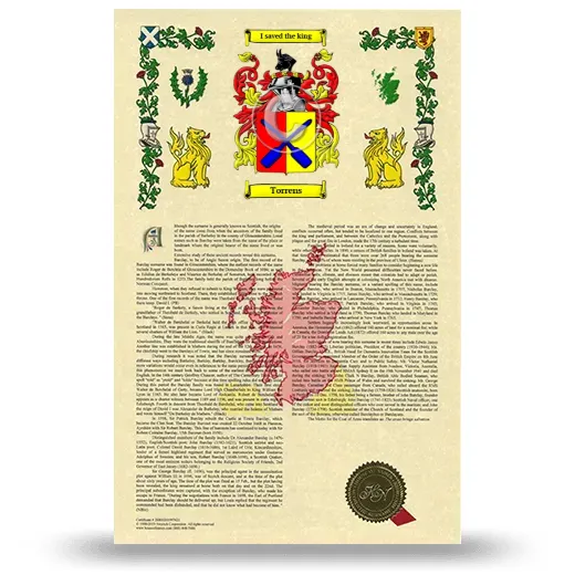 Torrens Armorial History with Coat of Arms