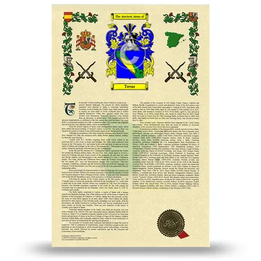 Tovar Armorial History with Coat of Arms