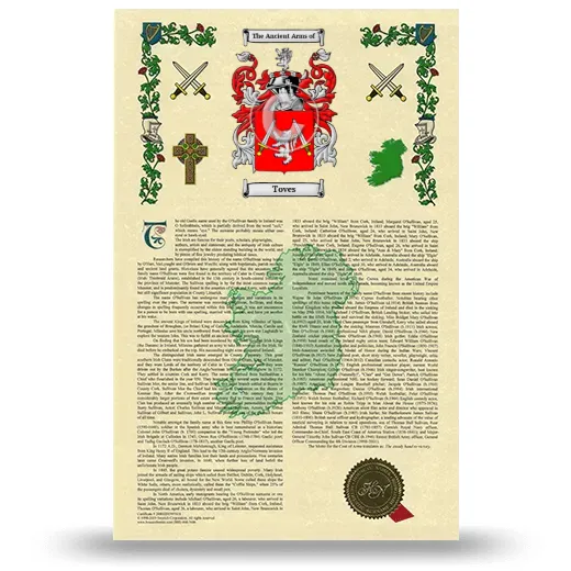 Toves Armorial History with Coat of Arms