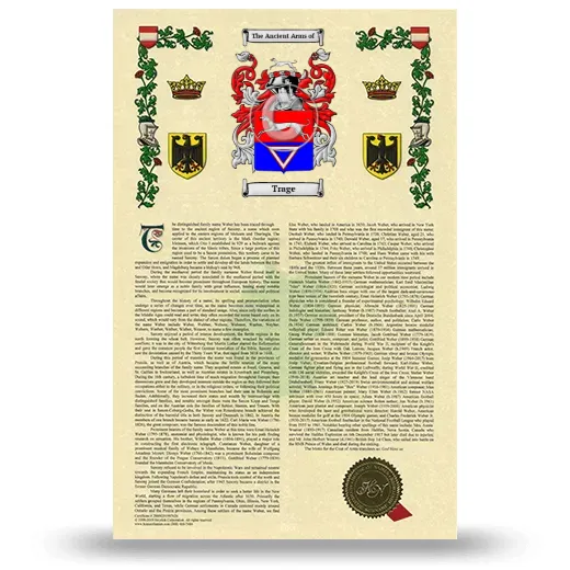 Trage Armorial History with Coat of Arms
