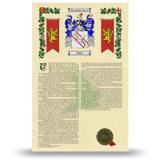 Trew Armorial History with Coat of Arms
