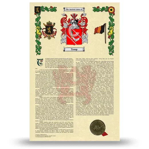 Troup Armorial History with Coat of Arms