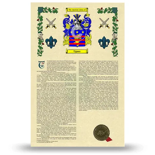 Ugues Armorial History with Coat of Arms
