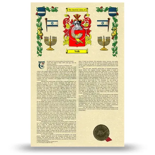 Valk Armorial History with Coat of Arms