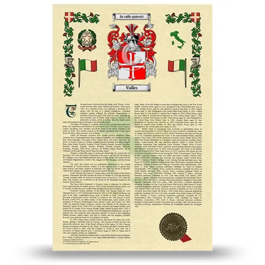 Valles Armorial History with Coat of Arms