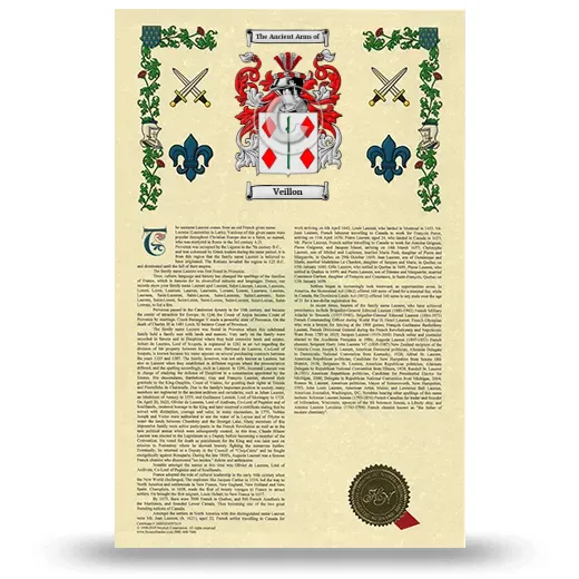 Veillon Armorial History with Coat of Arms