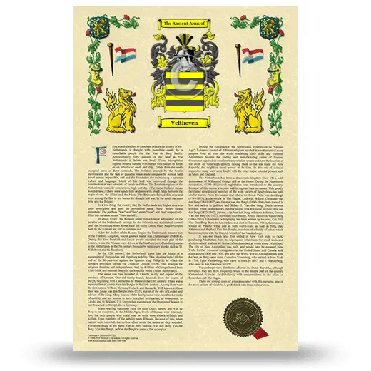 Velthoven Armorial History with Coat of Arms