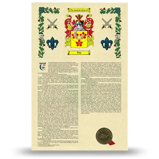 Vey Armorial History with Coat of Arms