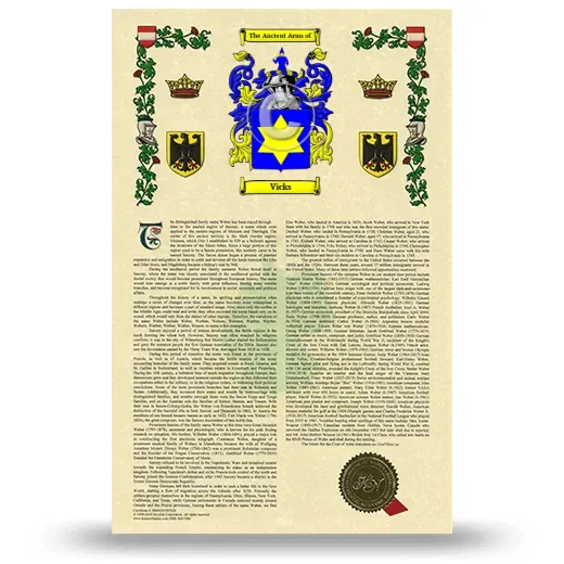 Vicks Armorial History with Coat of Arms