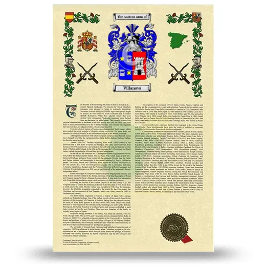Villanova Armorial History with Coat of Arms