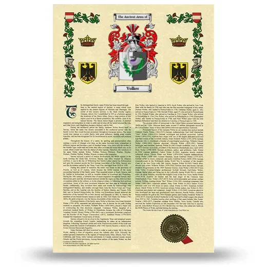 Volker Armorial History with Coat of Arms
