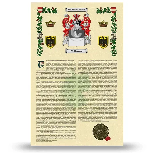 Vollmann Armorial History with Coat of Arms