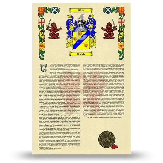 Waddy Armorial History with Coat of Arms
