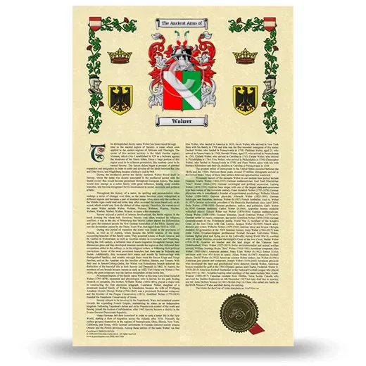 Wahrer Armorial History with Coat of Arms
