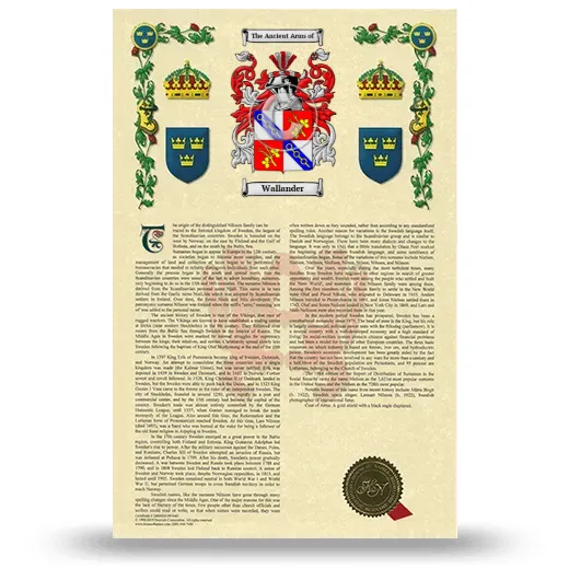 Wallander Armorial History with Coat of Arms