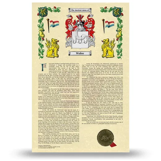 Walter Armorial History with Coat of Arms