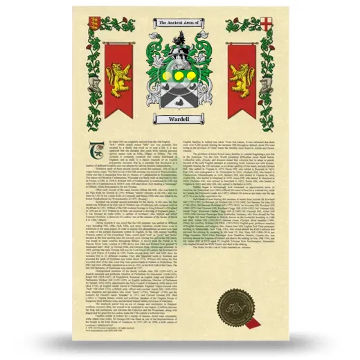 Wardell Armorial History with Coat of Arms