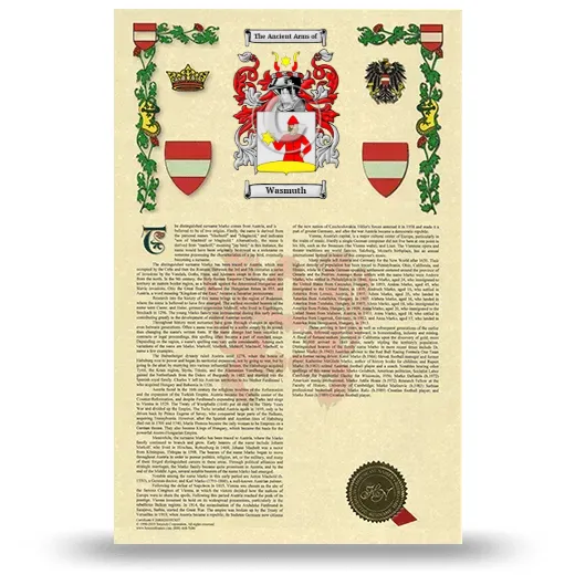 Wasmuth Armorial History with Coat of Arms