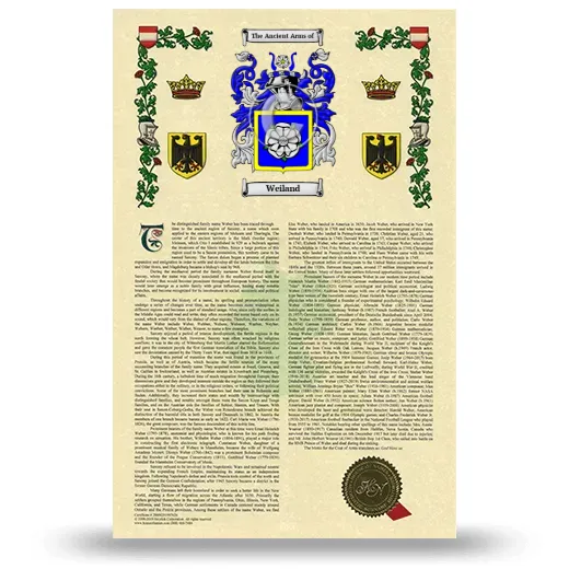 Weiland Armorial History with Coat of Arms