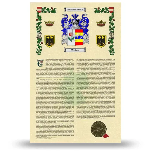 Welker Armorial History with Coat of Arms