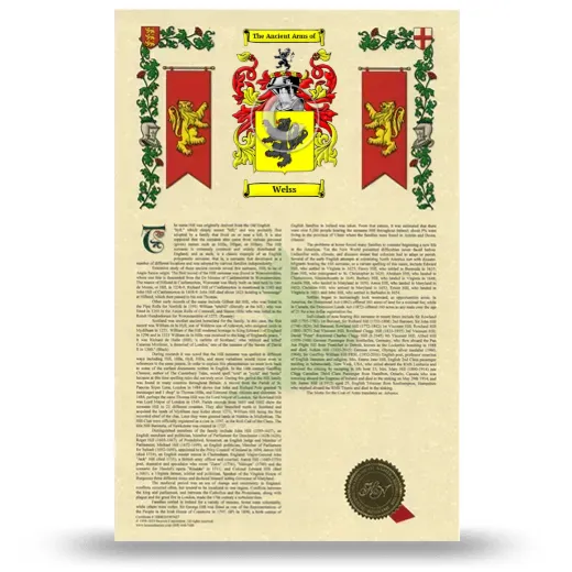 Welss Armorial History with Coat of Arms
