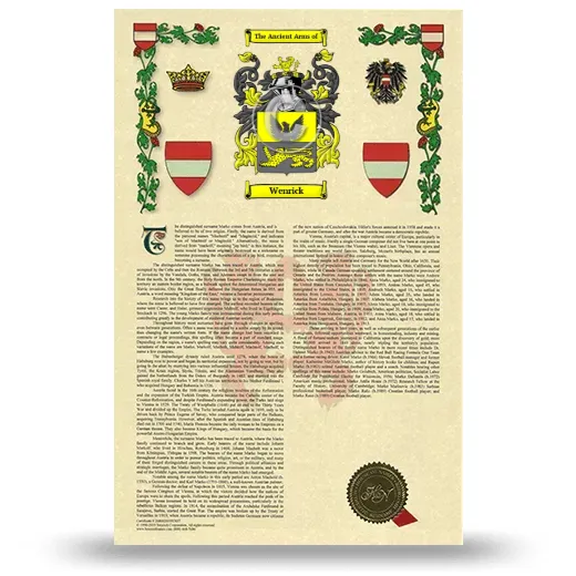 Wenrick Armorial History with Coat of Arms