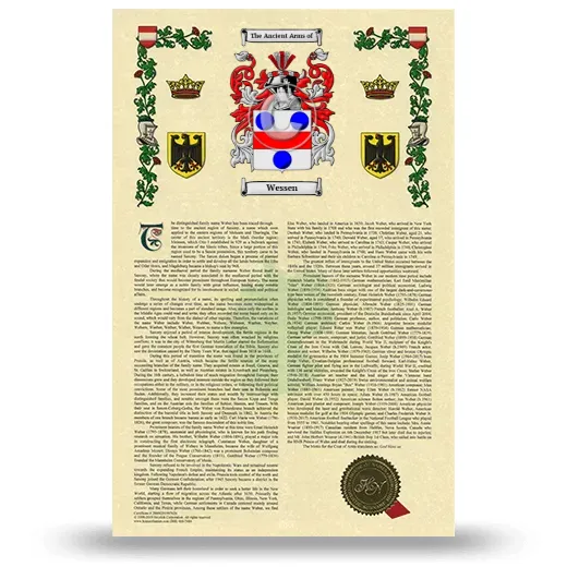 Wessen Armorial History with Coat of Arms