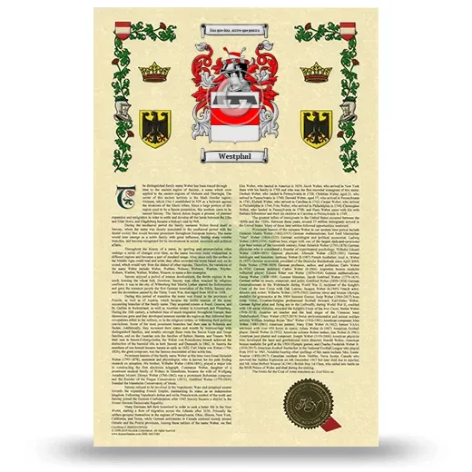 Westphal Armorial History with Coat of Arms