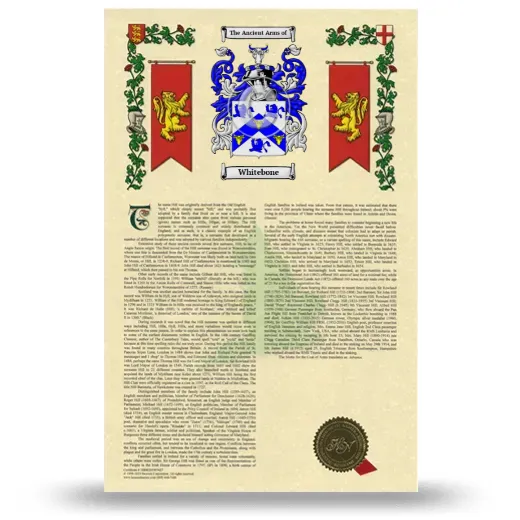Whitebone Armorial History with Coat of Arms