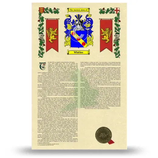 Whitlan Armorial History with Coat of Arms
