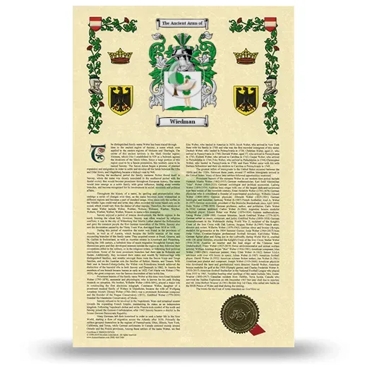 Wiedman Armorial History with Coat of Arms