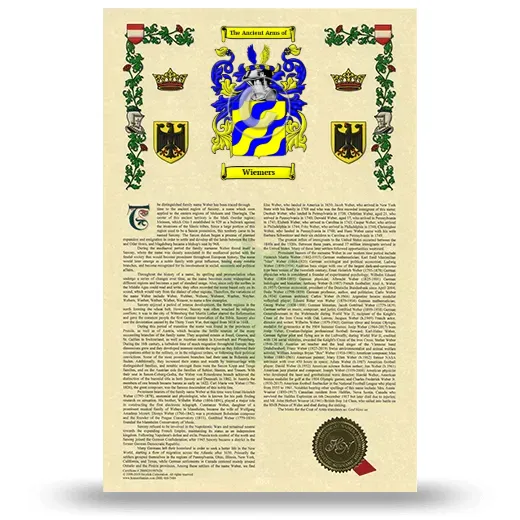 Wiemers Armorial History with Coat of Arms
