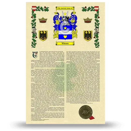 Wiesen Armorial History with Coat of Arms