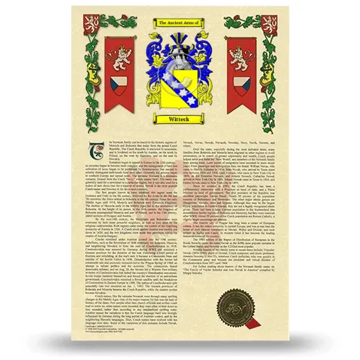 Witteck Armorial History with Coat of Arms