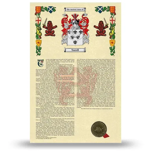 Yarrell Armorial History with Coat of Arms